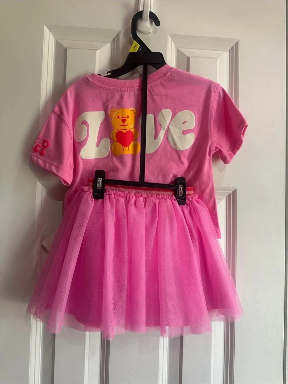 NEW Pink Short Sleeve Teddy Tee Dress with Yellow Bow size 3T